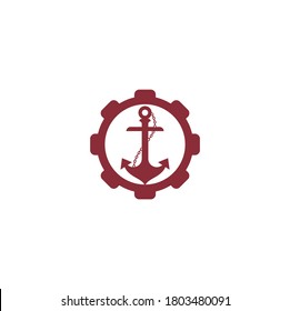 Anchor with rope gear shape logo design template.