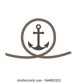 Anchor and rope , icon

