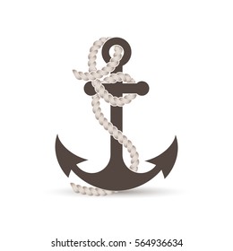 Anchor and rope , icon
