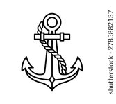 Anchor and rope icon logo design. vector illustration