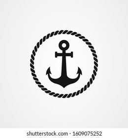 Anchor and rope icon logo design. vector illustration