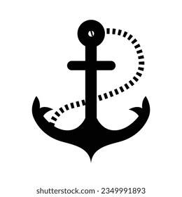 anchor with rope icon vector
