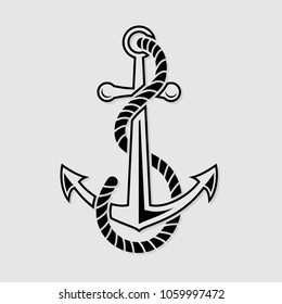 Anchor With A Rope, Isolated On White Background. Vector Illustration.