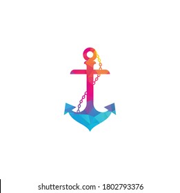 Anchor with rope logo design template.