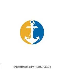 Anchor with rope logo design template.