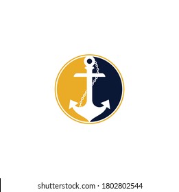 Anchor with rope logo design template.