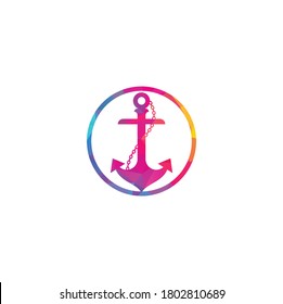 Anchor with rope logo design template.