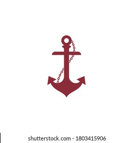 Anchor with rope logo design template.