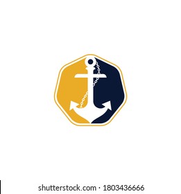 Anker mit Seil Logo Design Vorlage.
