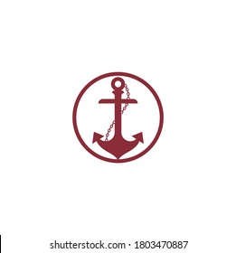Anchor with rope logo design template.
