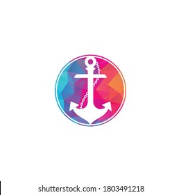 Anchor with rope logo design template.