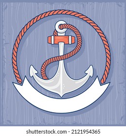 anchor with rope nautical frame