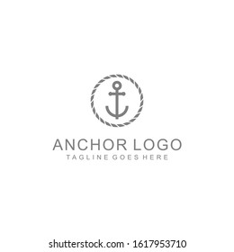Anchor and rope nautical logo template