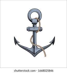 anchor with rope on white