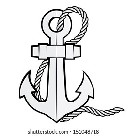 Anchor And Rope Outline Symbol Vector 