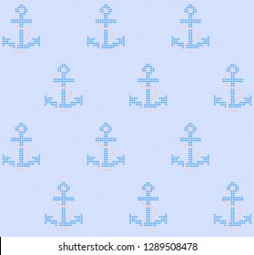 Anchor rope pattern geometric ornamental background cute motif abstract minimalist fabric print decorative small rhombus ornament graphic style. Casual repeating textile design, white pink blue colors