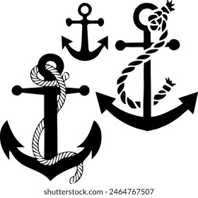 Anchor with Rope of Set of Vector