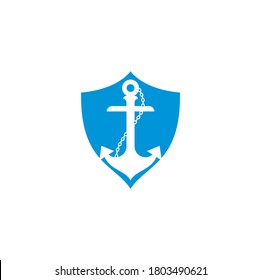 Anclaje con la plantilla de diseño del logotipo del concepto de forma de la cubierta de cuerda.