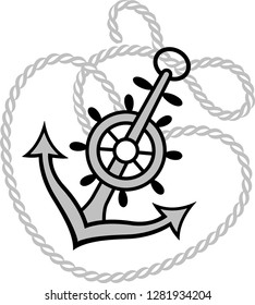 Anchor and rope vector art