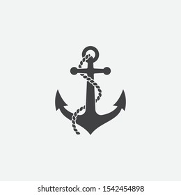 Anchor and rope vector logo icon, Nautical maritime, sea ocean boat illustration symbol, Anchor vector icon, Pirate Nautical maritime boat, Anchor icon, Simple vector icon