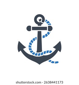 Anchor with a rope wrapped around it icon.