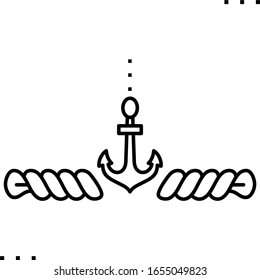 anchor and ropes line art icon 