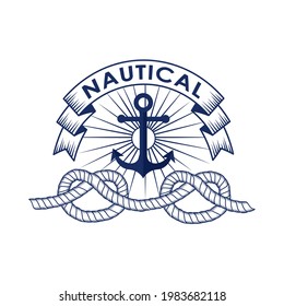 anchor and ropes nautical label
