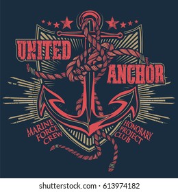 Anchor with ropes on badge