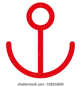 Anchor rubber seal stamp watermark. Icon vector symbol with grunge design and dirty texture. Scratched red ink emblem on a white background.