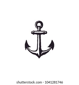 Anchor Rustic Hand Drawn Vintage Retro Hipster simple logo design for boat navy nautical ship transport