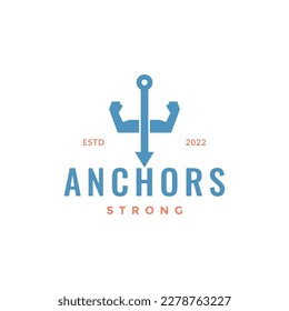 Anker-Segelschiff handfest Logo Design Vektorgrafik