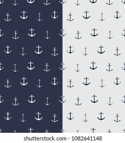 anchor sailor deep blue vector seamless pattern