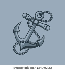Anchor, sailors symbol. Monochrome tattoo style.
