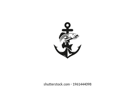 Anchor With Salmon logo vector icon illustration