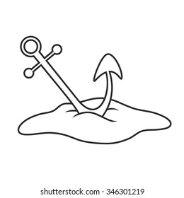 anchor in the sand .Underwater vector illustration.
