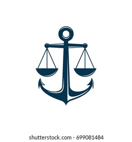 Anchor and Scale of Justice Logo Template Illustration Design. Vector EPS 10.