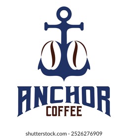 anchor sea coffee flat minimalist logo design