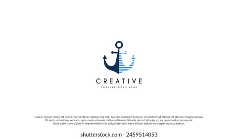 anchor sea logo design vector illustration.
