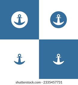 Anchor or sea port. Set of four monochrome icons