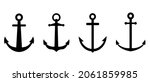 Anchor in sea vector icons set. Nautical symbol