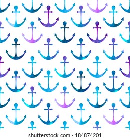 Anchor seamless background. Colorful mosaic pattern of geometric shapes.  