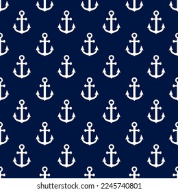 Anchor seamless pattern. Anchors texture. Repeating symbol boat or ship patern on blue background. Repeated nautical design for prints. Repeat maritime motif. Sailing backdrop. Vector illustration svg
