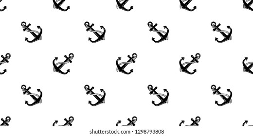 Anchor seamless pattern boat vector rope isolated pirate helm scarf Nautical maritime ocean sea repeat wallpaper tile background illustration