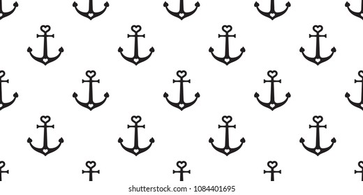 Anchor Seamless Pattern helm boat vector heart valentine Nautical maritime isolated tropical wallpaper