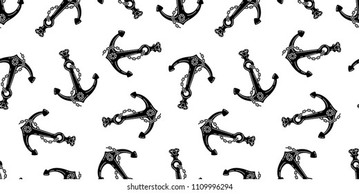Anchor Seamless Pattern helm boat vector diamond gem nautical maritime tropical background isolated