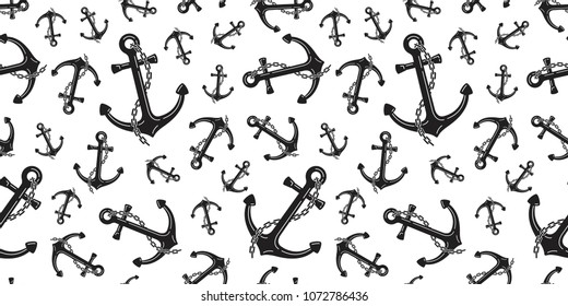 Anchor Seamless Pattern helm vector chain Nautical maritime isolated tropical boat background wallpaper