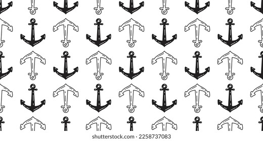 Anchor seamless pattern helm vector boat pirate maritime Nautical sea ocean tile background scarf isolated repeat wallpaper gift wrapping paper illustration design