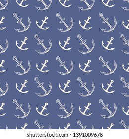 Anchor seamless pattern. Iron heavy silhouette vintage anchors for sea boat and ocean ship logo illustration isolated vector icon
