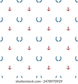 Anchor Seamless pattern with laurel wreath can be used for wallpaper, fabric clothes, gift wrap paper ,web page background, surface textures. blue and red mix random color for your choose.
