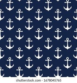 Anchor seamless pattern on blue background vector illustration.